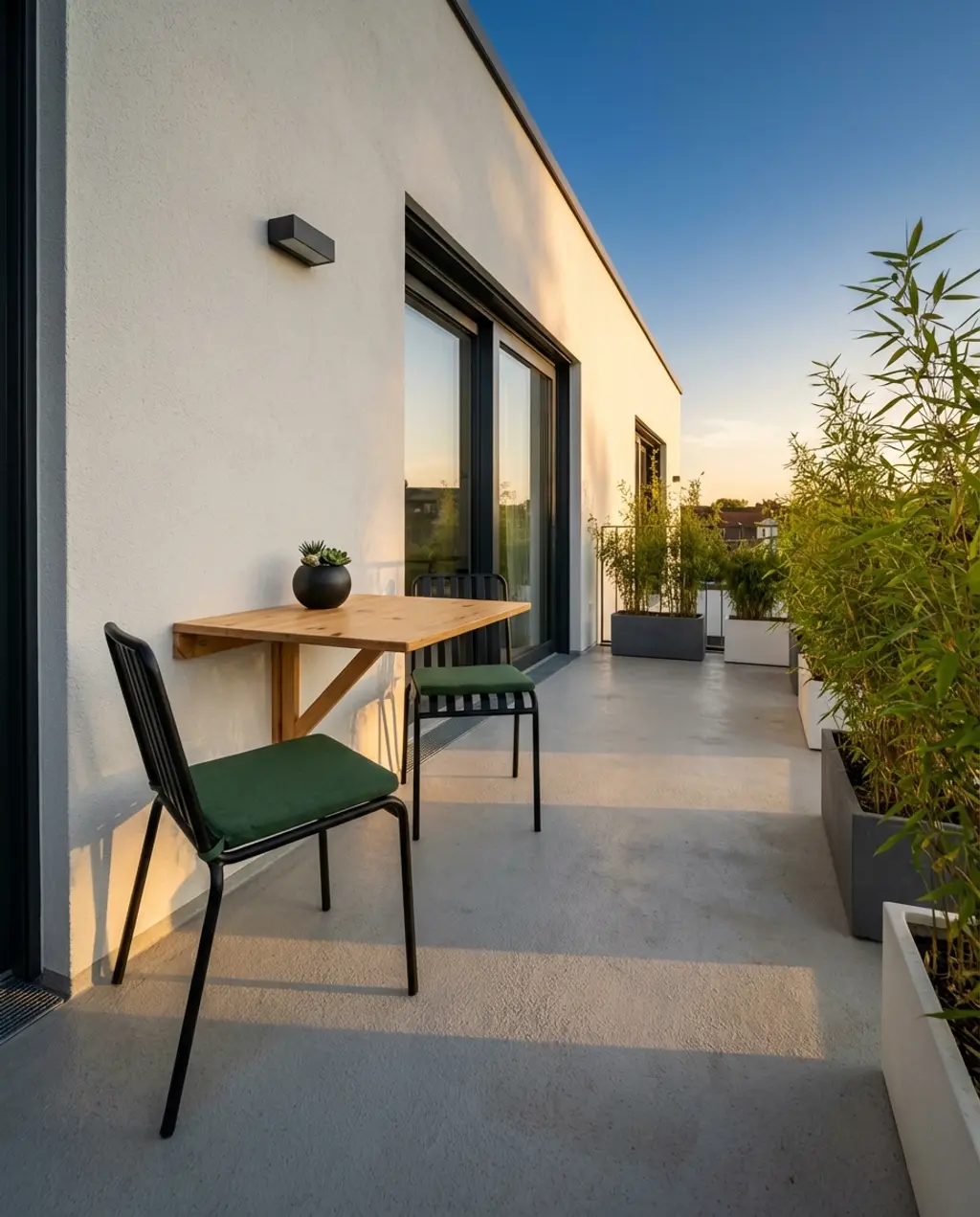 Modern Scandinavian Balcony with Fold-Down Table — Budget Version