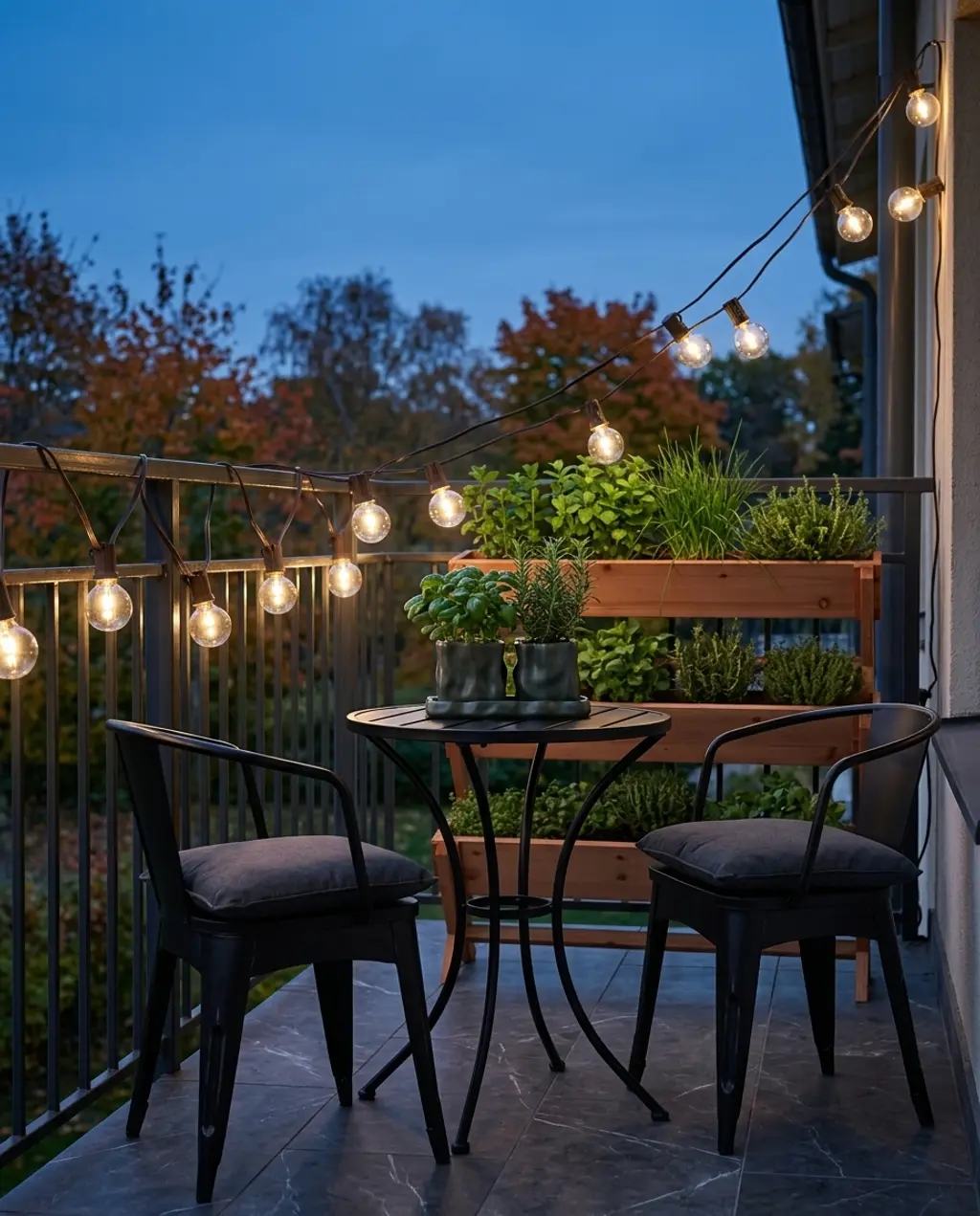 Vertical Herb Wall & Bistro Set for a Cozy Balcony Garden — Budget Version