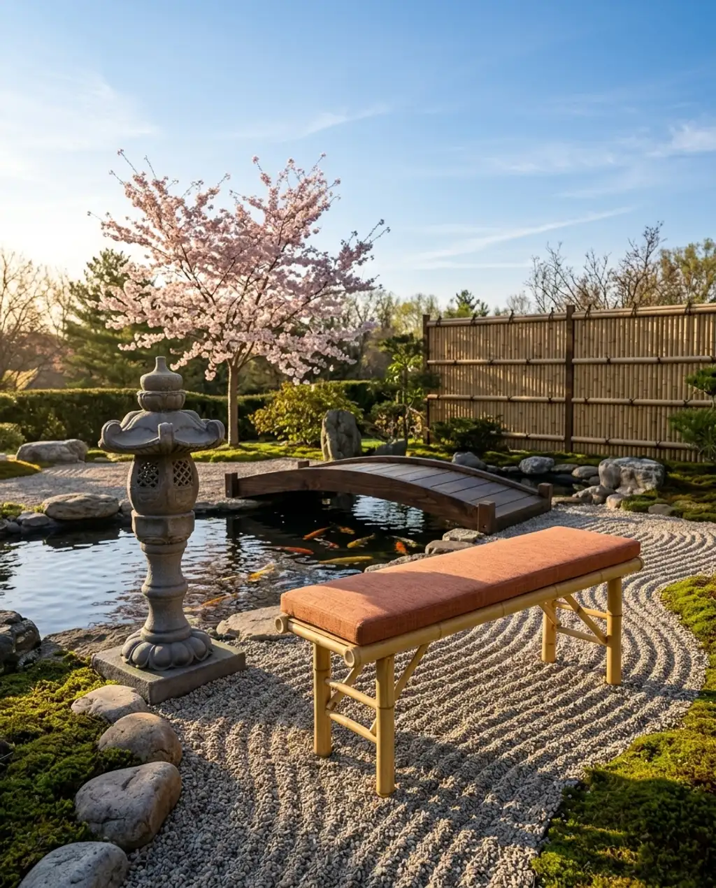 Traditional Japanese Zen Garden with Koi Pond — Budget Version