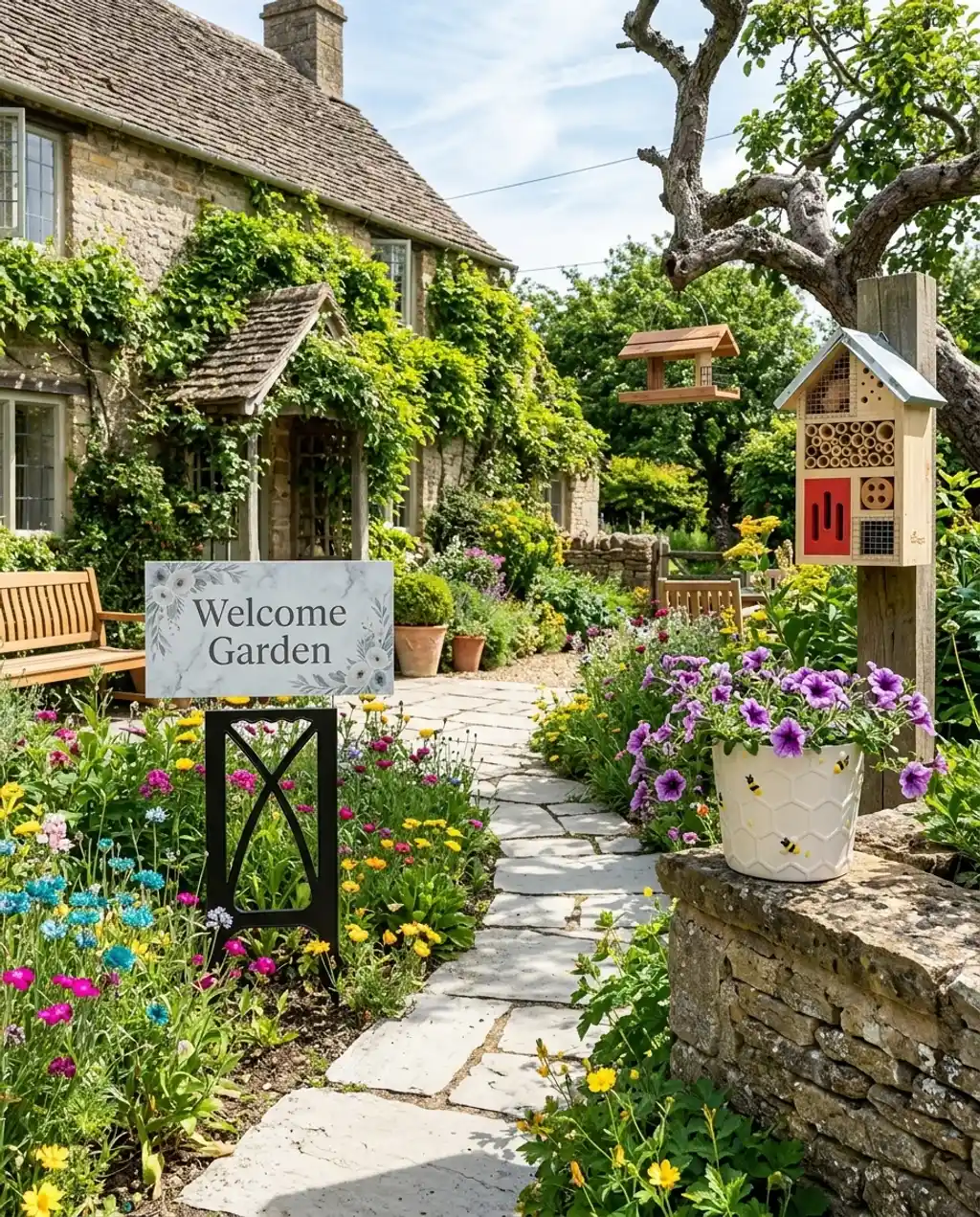 Vibrant Flower Patch with Pollinator-Friendly Blooms — Budget Version
