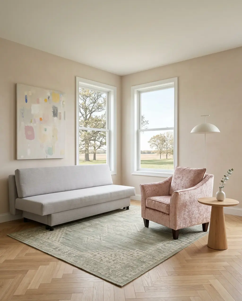 Bloxburg-Inspired Pastel Spring Living Room with Playful Accents — Budget Version