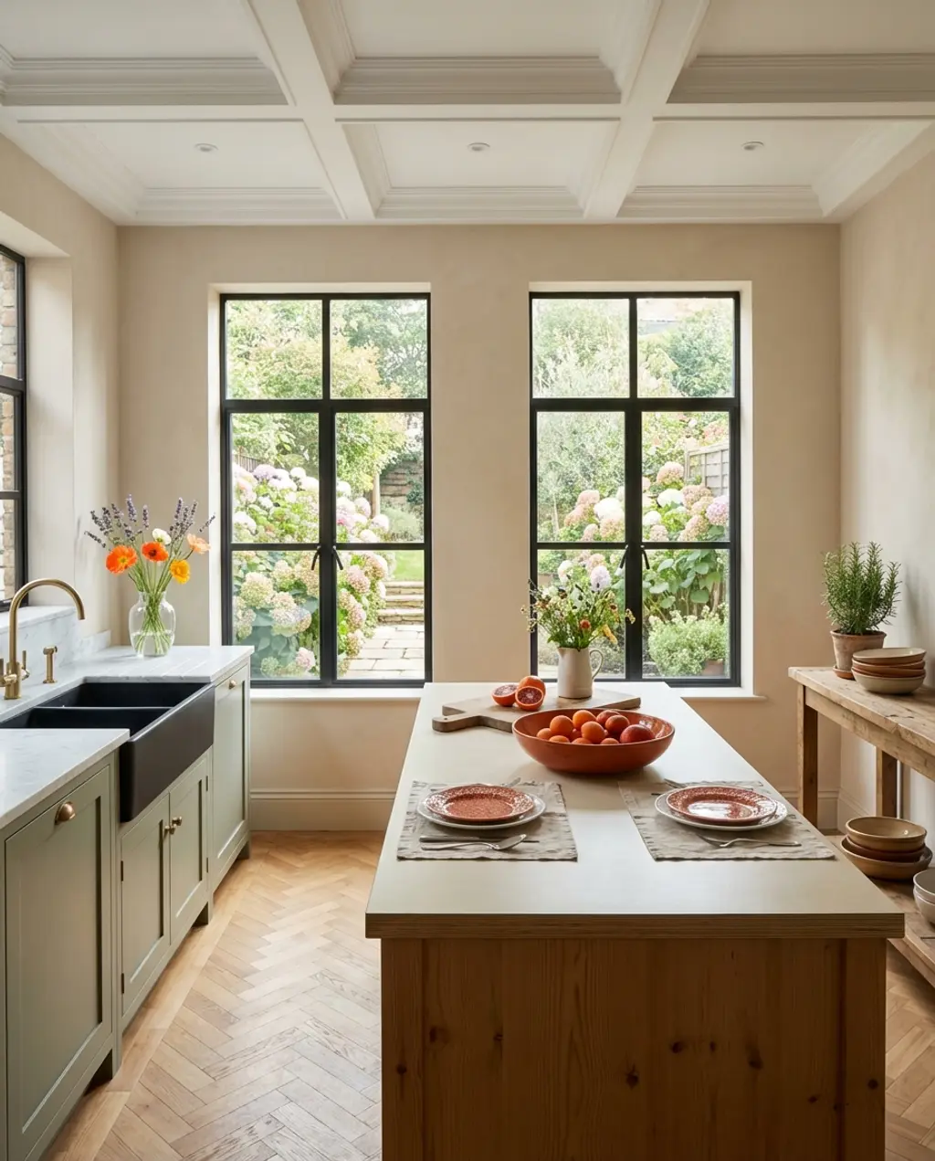 Rustic Spring Kitchen Table Setting with Woven Placemats — Budget Version