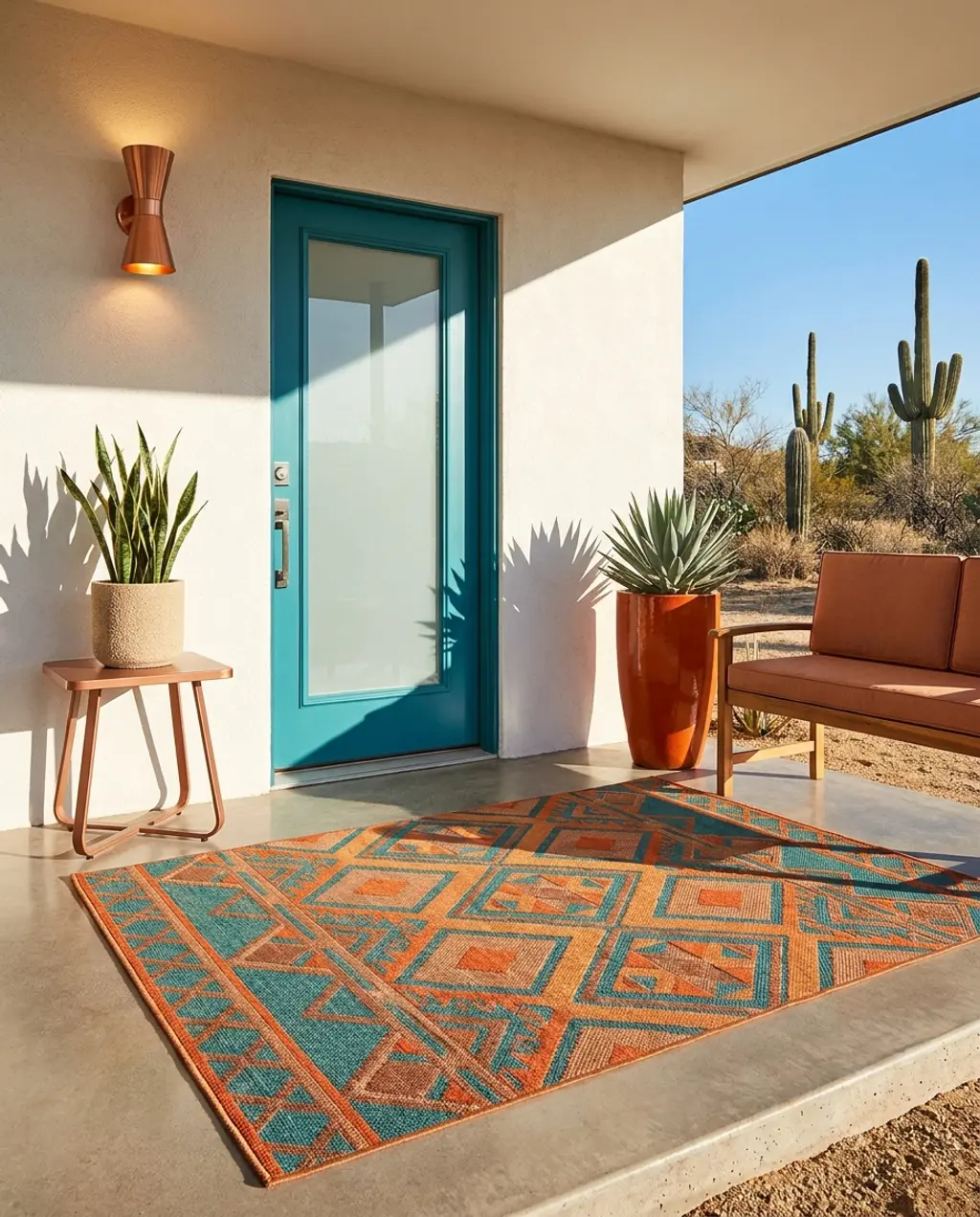 Vibrant Mid-Century Modern Entryway Interior — Budget Version