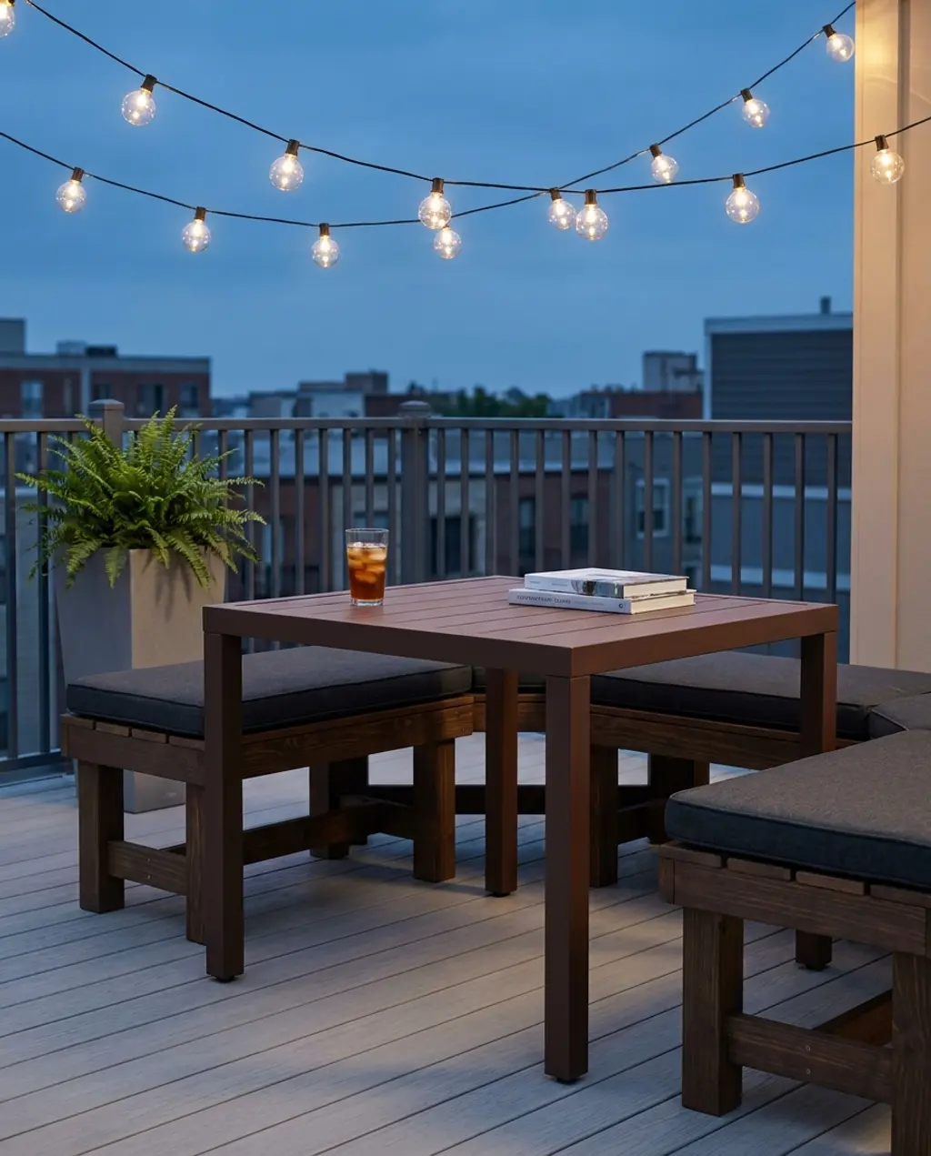 Small Rooftop Terrace with Cozy Dining Nook — Budget Version