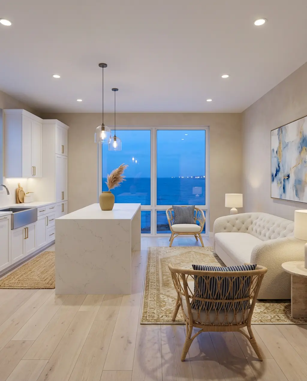 Coastal Vibe Open Plan with Ocean Hues — Luxury Version