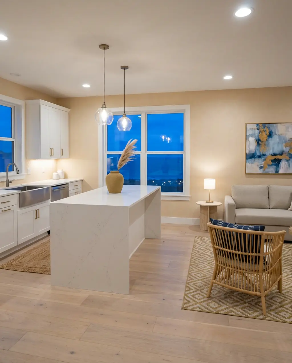Coastal Vibe Open Plan with Ocean Hues — Budget Version