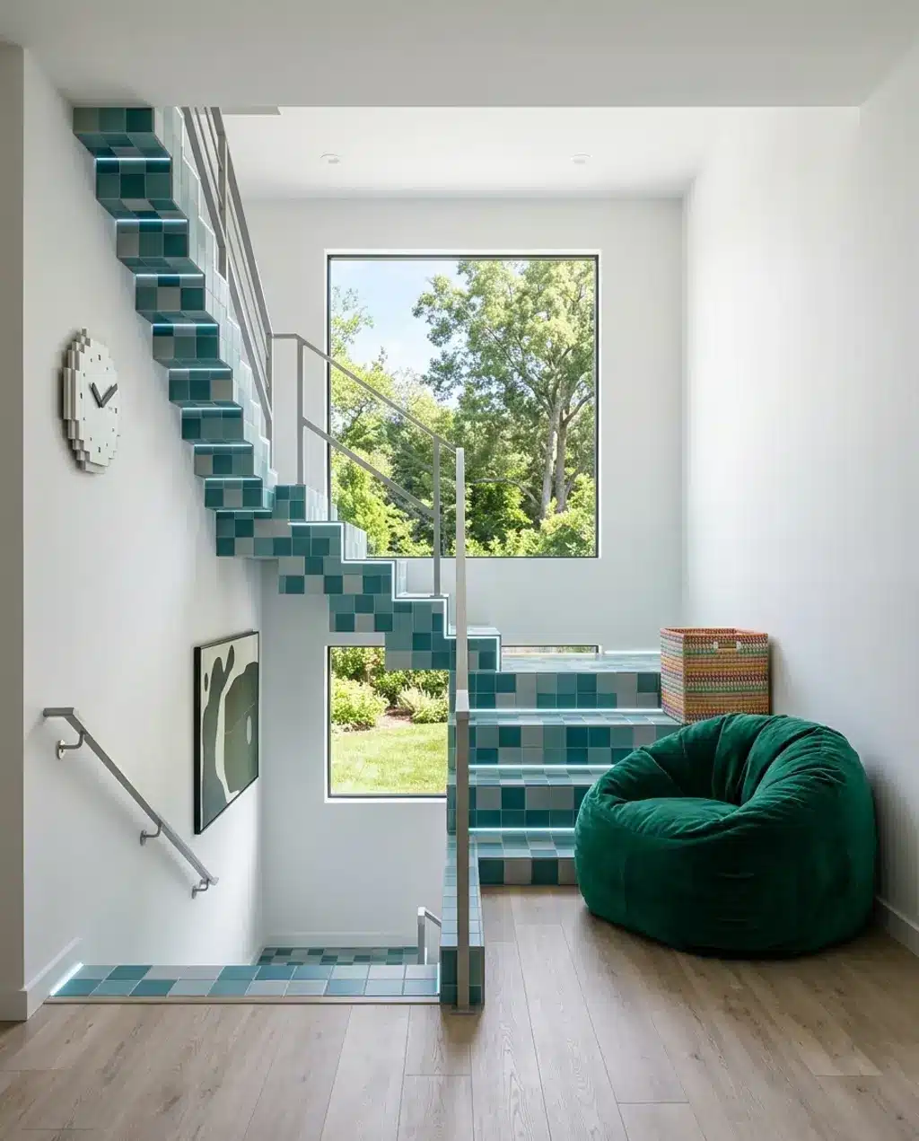 Minecraft Style Modular Staircase with LED Accents — Luxury Version