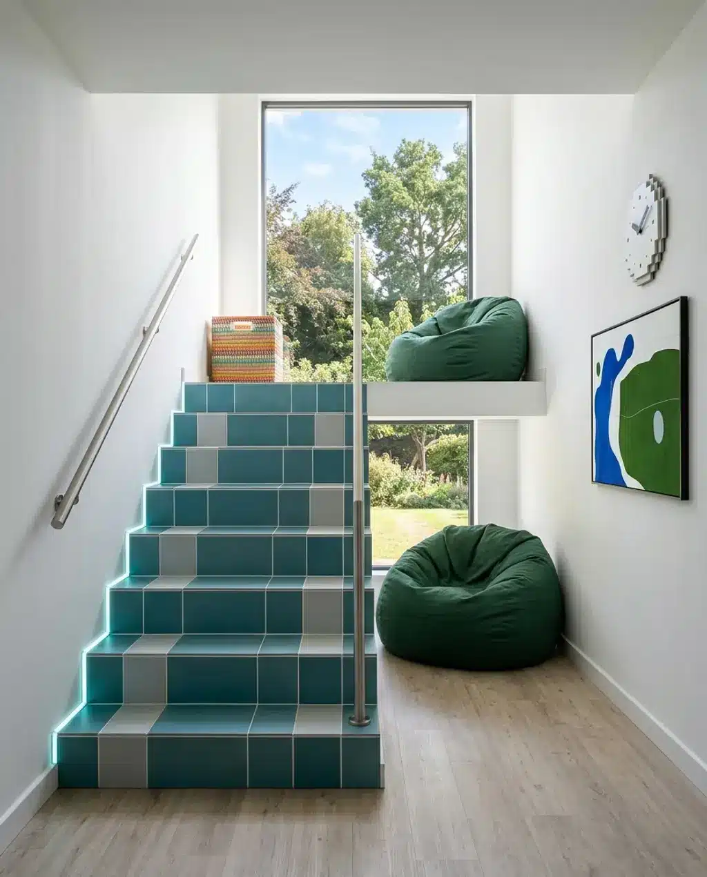 Minecraft Style Modular Staircase with LED Accents — Budget Version
