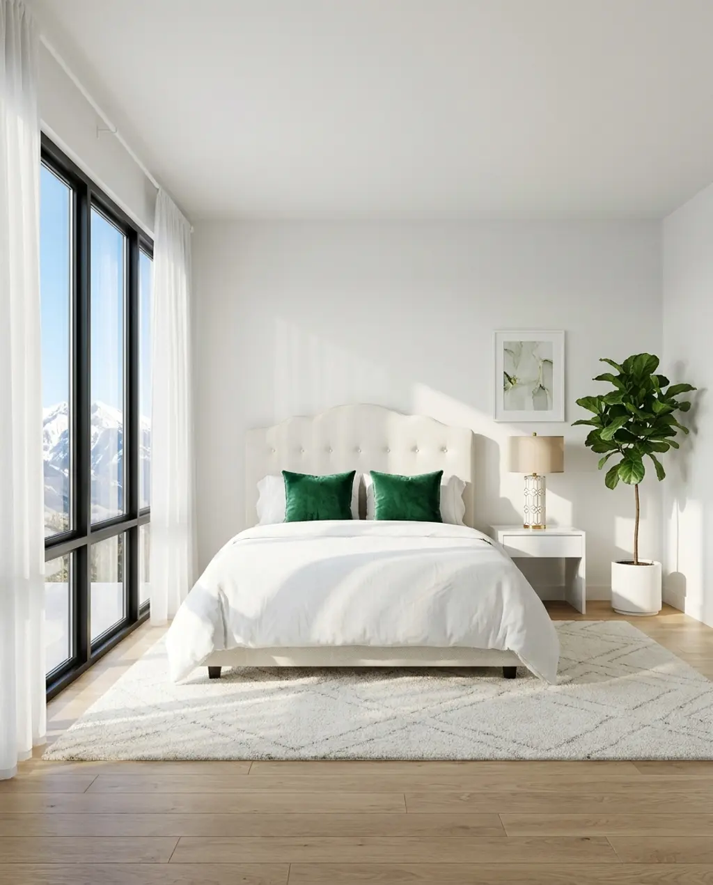 Refresh Your Bedroom: Crisp White & Emerald Green Accents — Budget Version