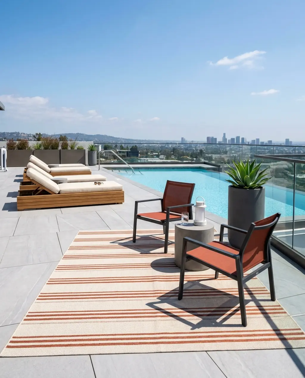 Contemporary Rooftop Swimming Pool & Sun Deck — Luxury Version