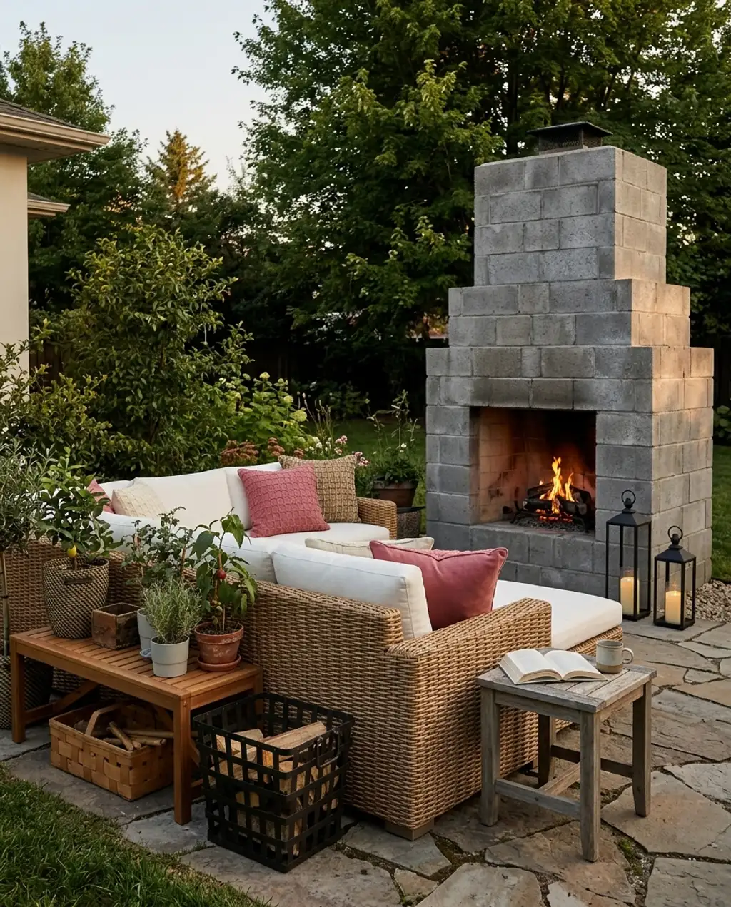 DIY Concrete Block Fireplace for Budget Backyards