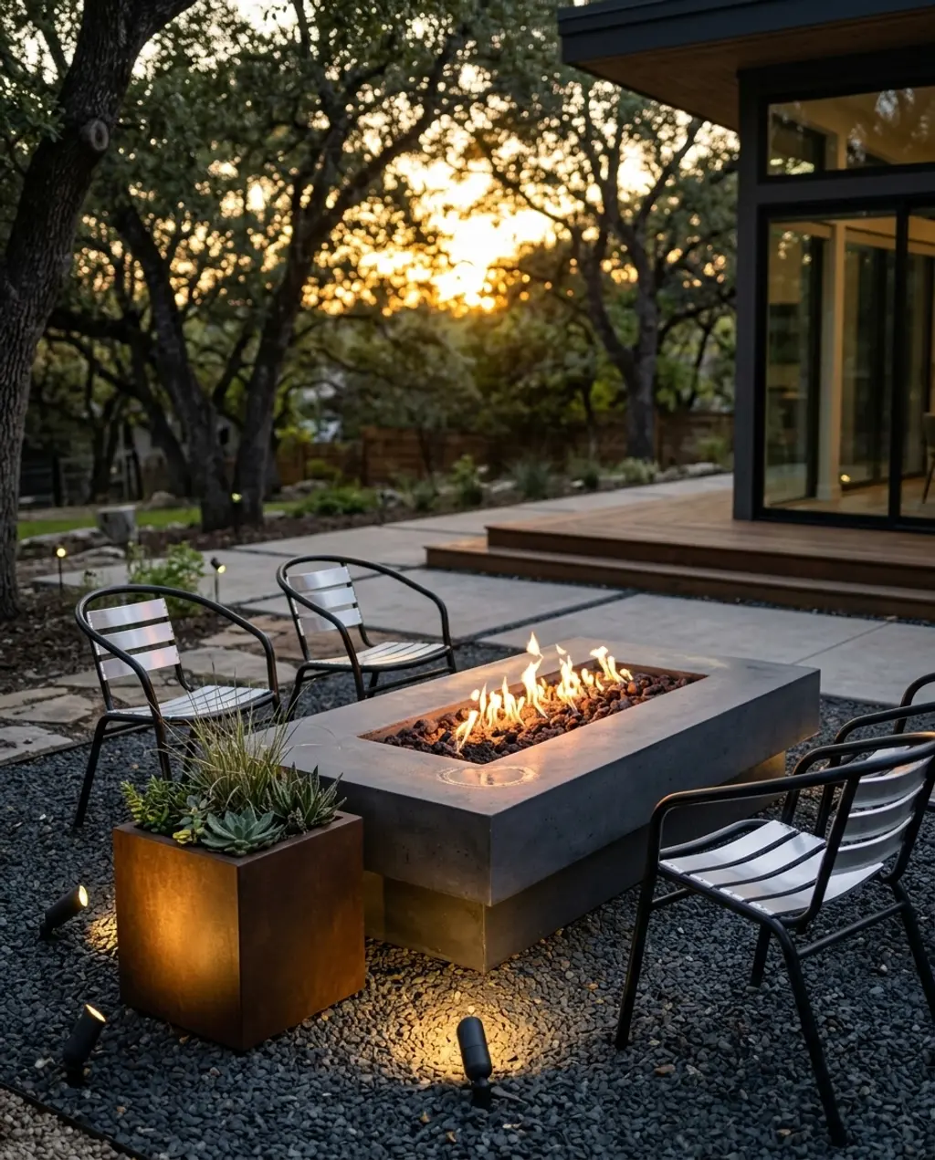 Industrial Chic Concrete Fire Pit Zone