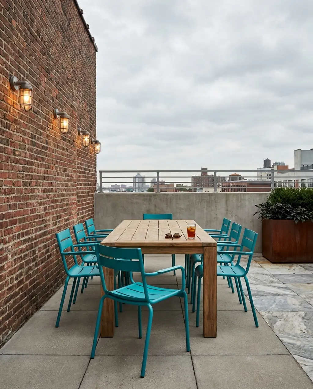 Industrial Loft Terrace with Exposed Brick and Metal