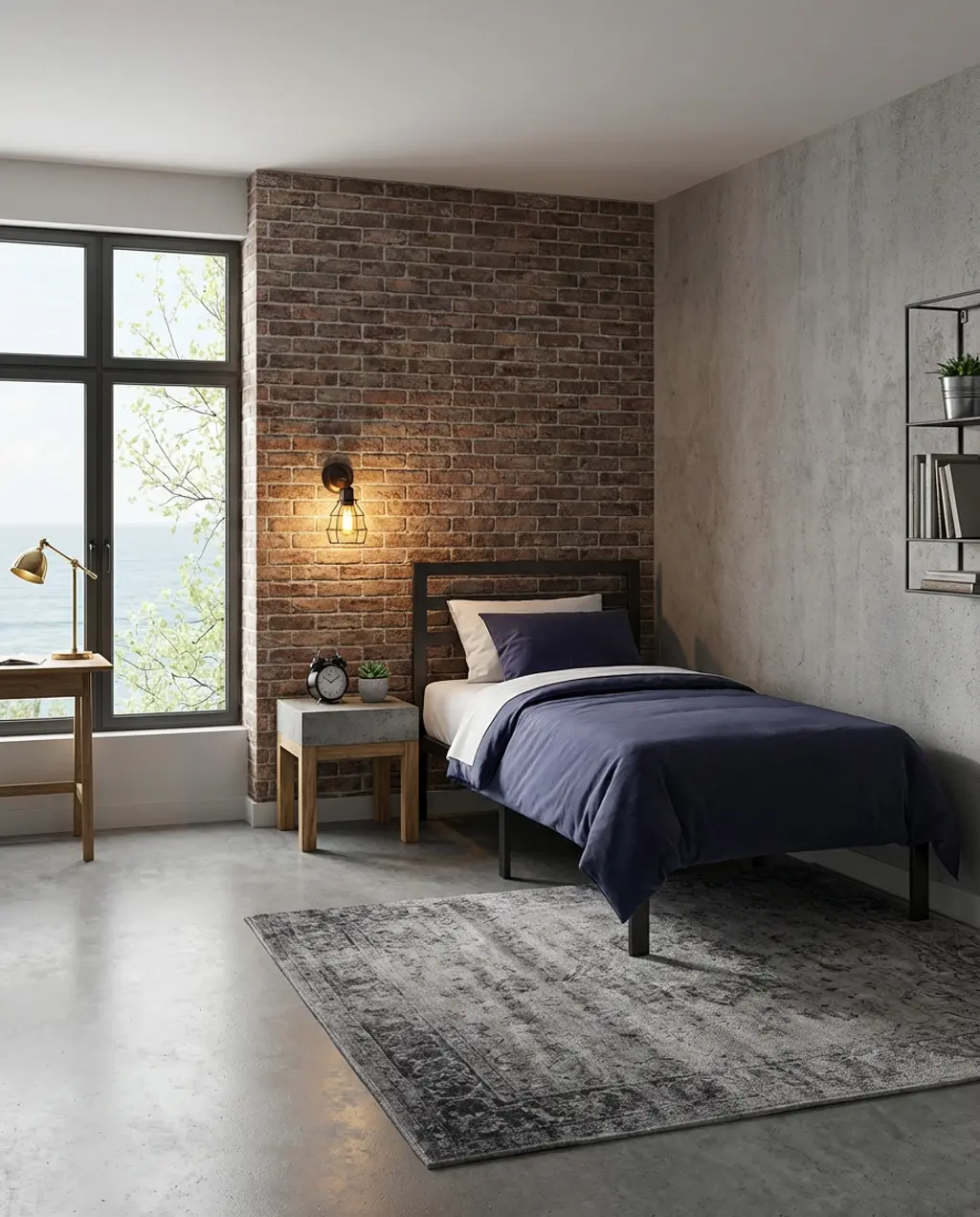 Urban Chic Dorm Room with Industrial Touches