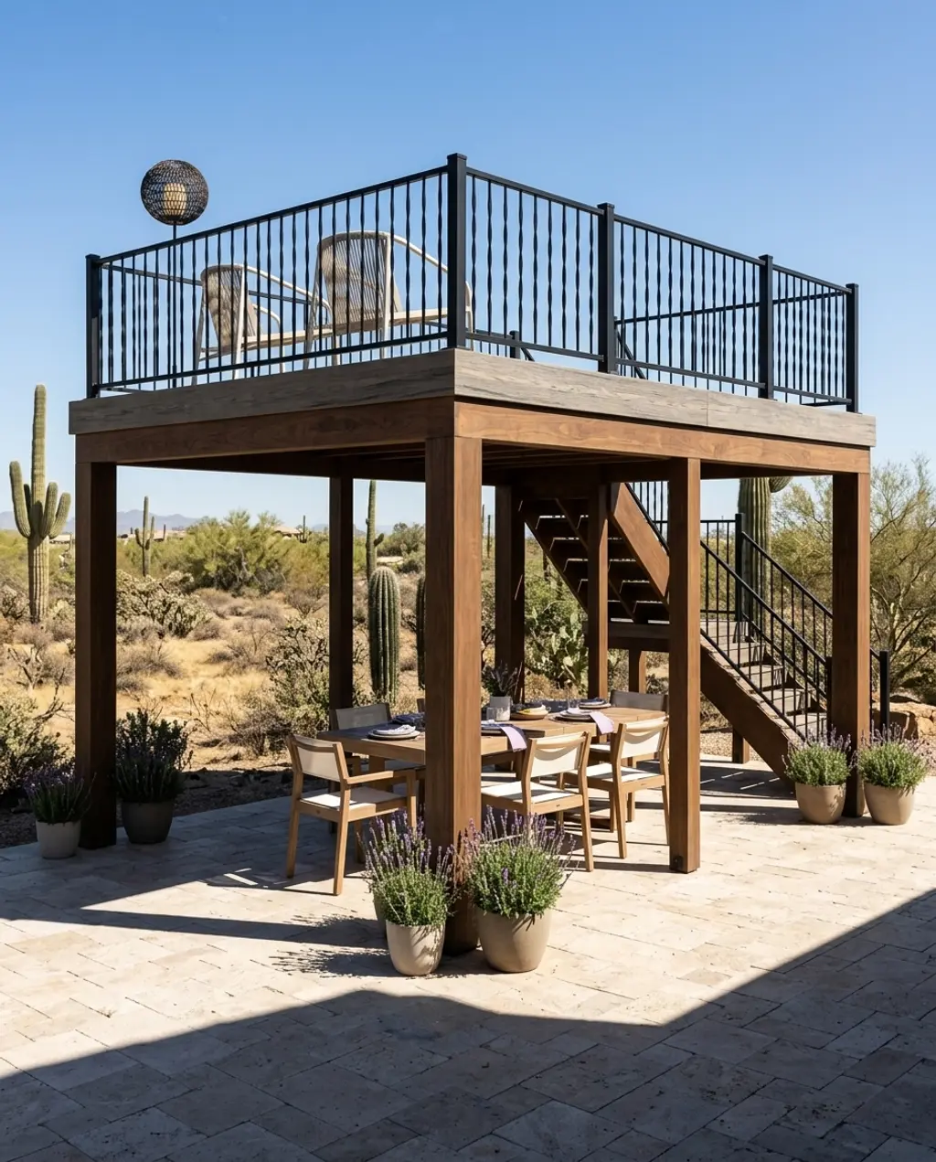 Two-Story Gazebo with Rooftop Deck