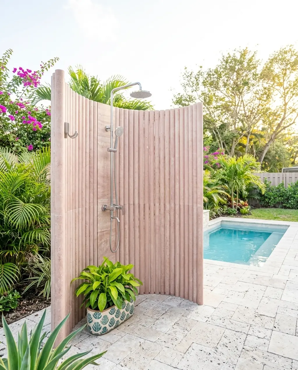 Oasis-Inspired Outdoor Shower Nook