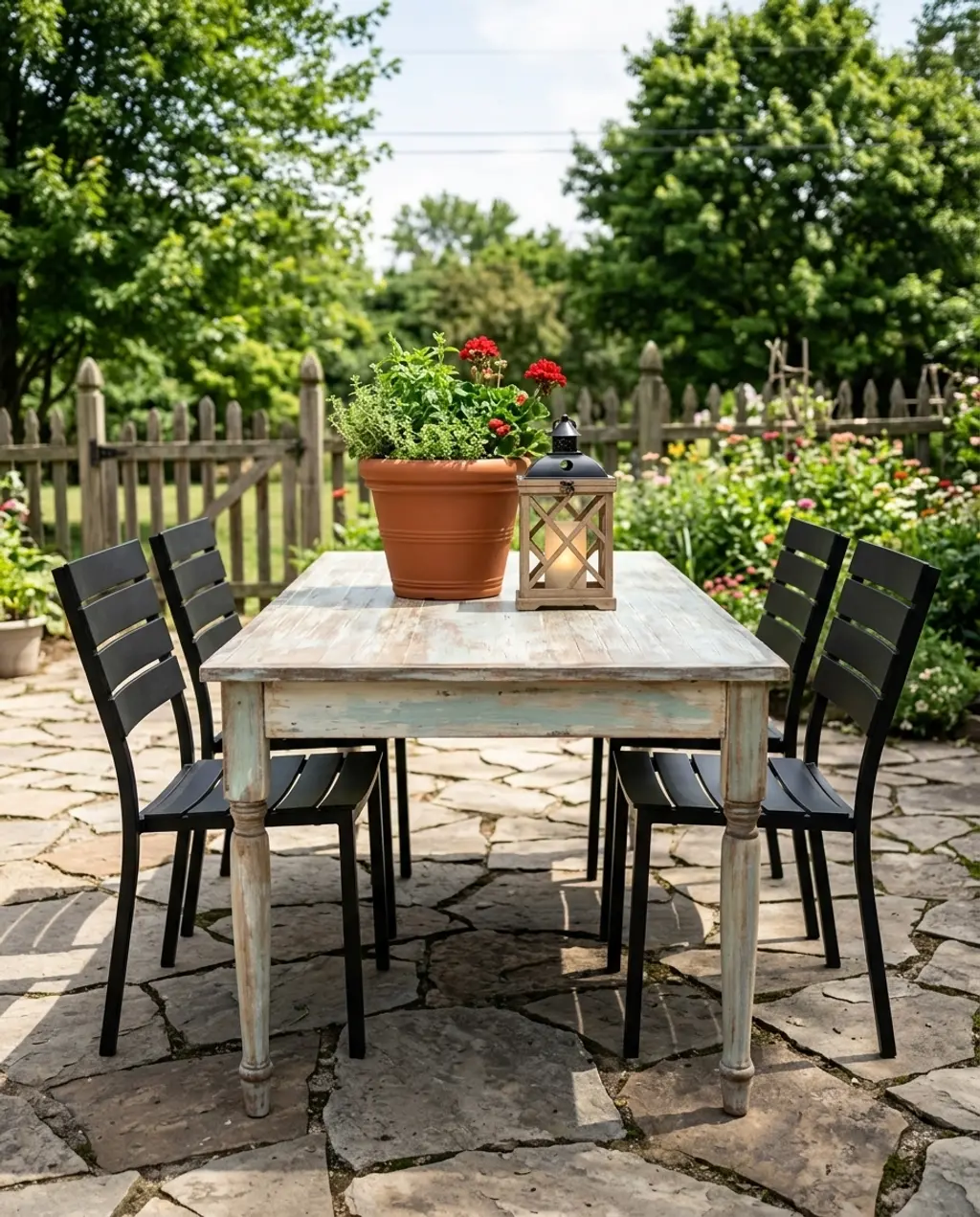 Rustic Farmhouse Style Patio with Vintage Accents