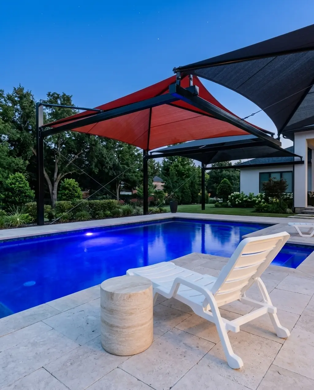 Minimalist Tensioned Cable Shade Structure