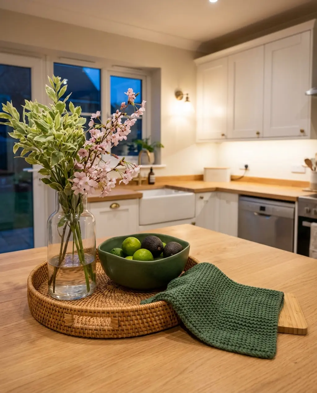 Scandi-Boho Spring Kitchen Counter with Organic Textures — Luxury Version