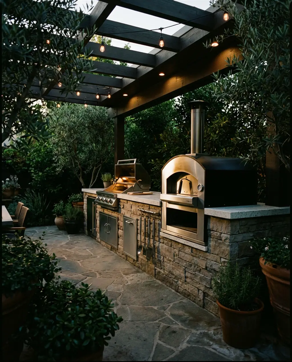Pizza Oven & Grill Station with Outdoor Countertop