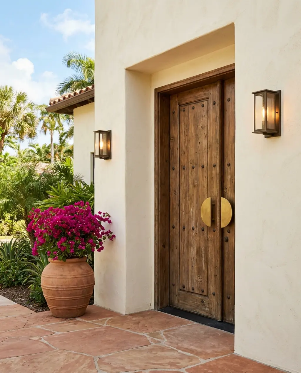 Mediterranean Style Front Door with Ornate Details