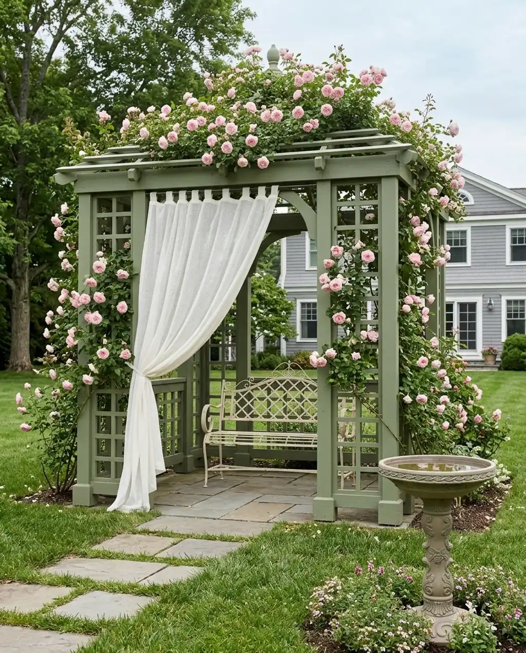 Beautiful Garden Gazebo with Climbing Roses