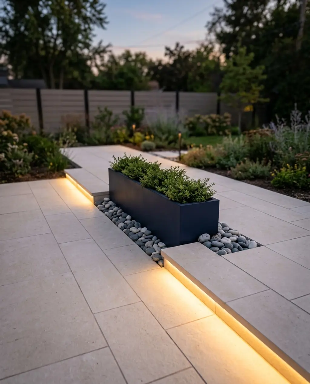 Modern Garden Pathway with Integrated Lighting