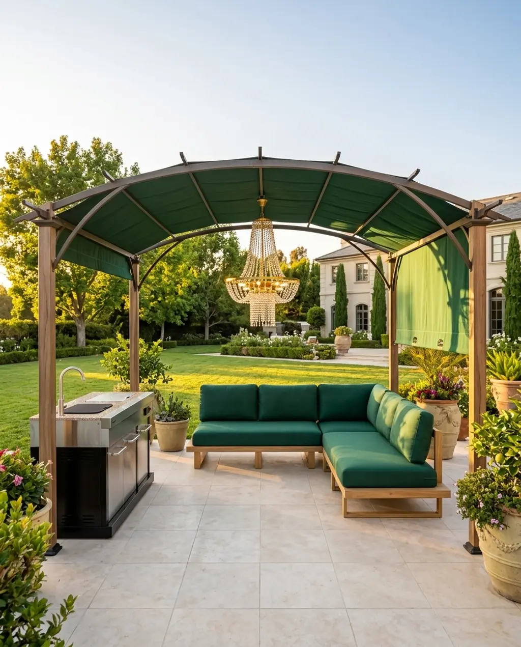 Arched Fabric Patio Cover for Elegant Outdoor Living