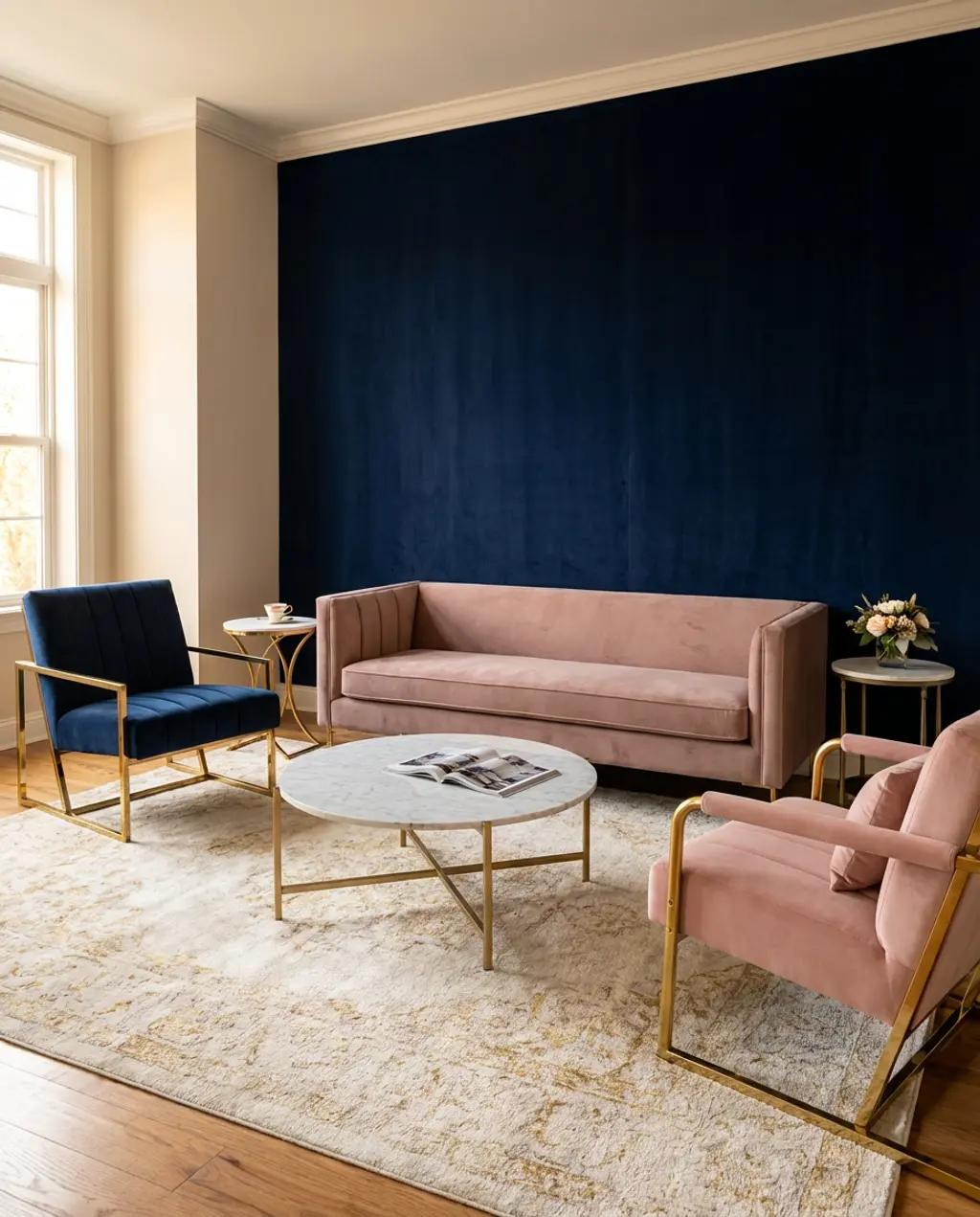 Sophisticated Living Room with Blush and Gold Accents — Luxury Version