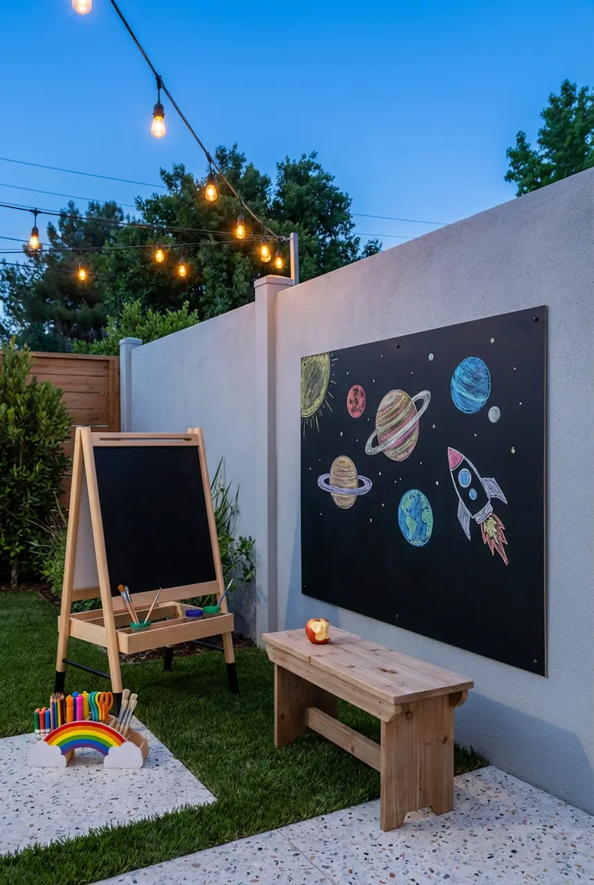 Artistic Chalkboard Wall & Easel Play Station