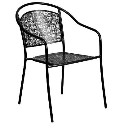 Flash Furniture Indoor-Outdoor Steel Patio Arm Chair with Round Back