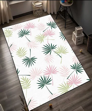 Forest Area Rug: Rustic Woodland Decor, Leaf Pattern, Washable