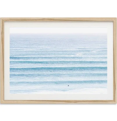 Framed Ocean Wave Wall Art | Surf Photography Print, Coastal Beach Decor, Sets