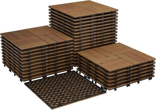 Garvee Acacia Wood Deck Tiles Interlocking Patio Flooring Covers