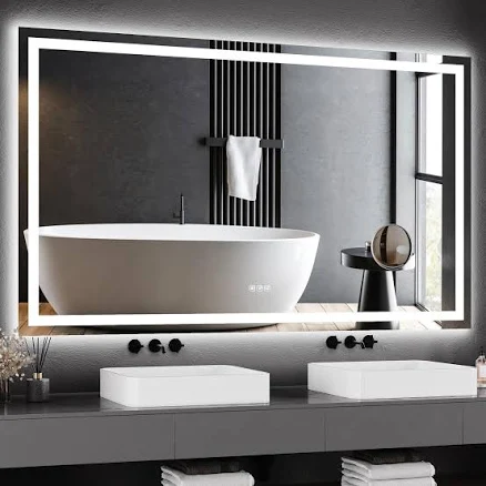 Garvee LED Bathroom Mirror with Lights 60-in x 36-in Polished Frameless Rectangl