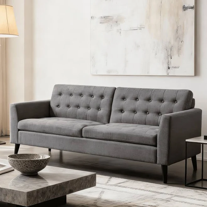 Gewnee Beige 68-Inch Linen Loveseat Sofa