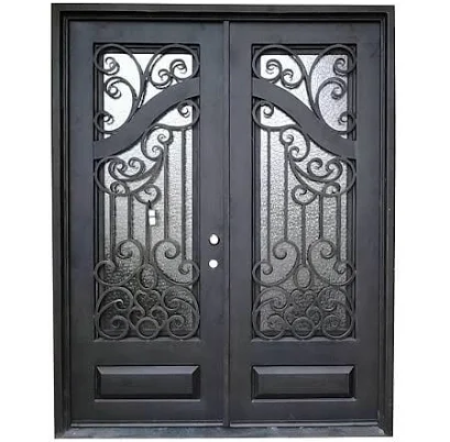 GID Heavy Duty Black Iron Front Door with Double Pane Tempered Glass