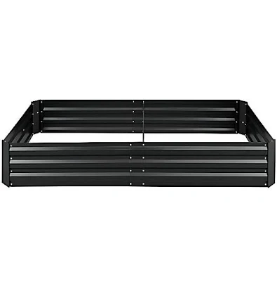Groundwork 6 x 3ft. Black Galvanized Steel Planter