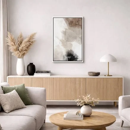 Grunge Abstract Paint Stroke Effect Faded Tan and Gray Neutral Artwork