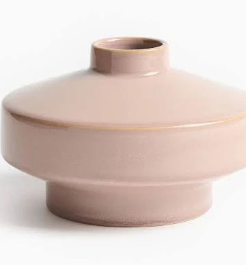 H&M Home Khaki Beige Small Reactive-Glaze Stoneware Vase