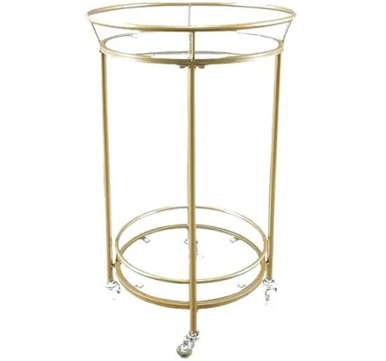Hailey Round Bar Cart, Gold, Metallic sold by At Home