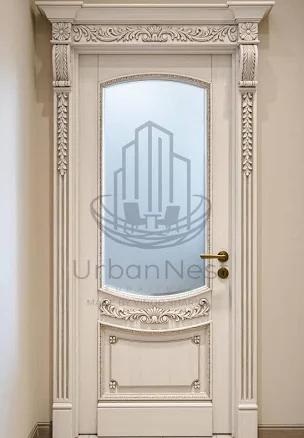 Hand Carved Solid Wood Double Entry Door, Boho Style Interior Door
