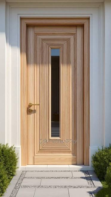 Handcrafted Solid Wood Sliding Door, Floral Carved Medallion