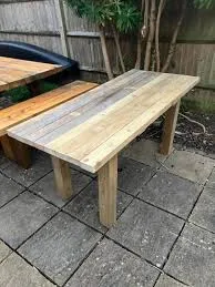 Handmade bespoke repurposed timber wooden garden dining table