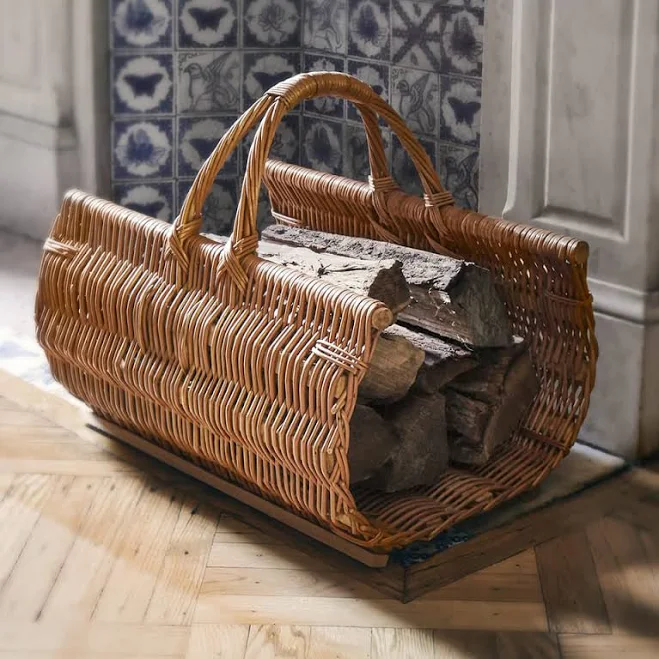 Handwoven Wicker Fireplace Basket