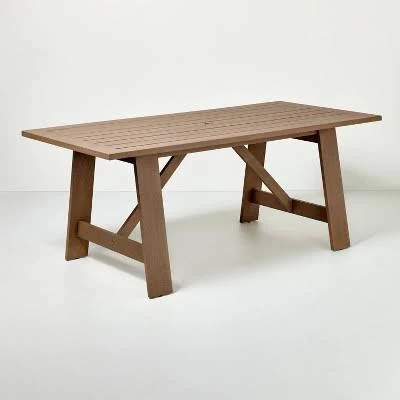 Hearth & Hand with Magnolia Mahogany Slat Top Rectangular Outdoor Patio Dining T