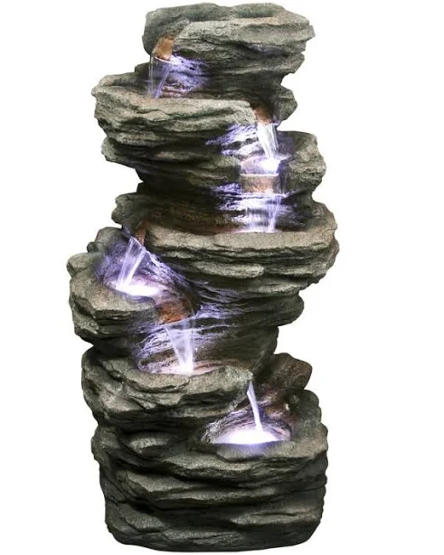 Hi-Line Gift 7 Level Slate Stone Fountain with Light