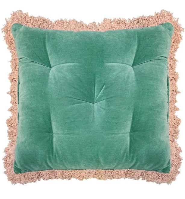 Home Decor Collection Green Fringe Floor Pillow