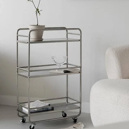 HomeinFun Stainless Steel Bar Cart with Wheels