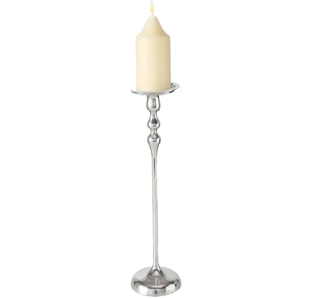 House of Hampton Silver Pillar Candle Holder